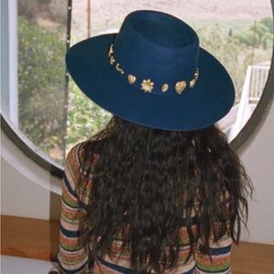 Lack Of Color - Cosmic Boater Hat in Navy with Gold Details